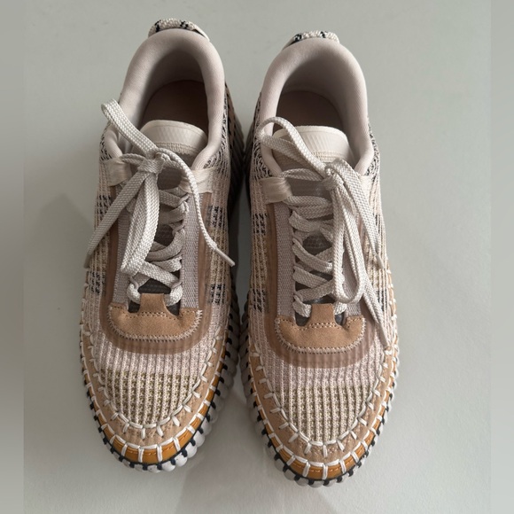 Chloé Nama embroidered Biscotti Beige sneakers. Size 8.5 EU 39. - Picture 3 of 9